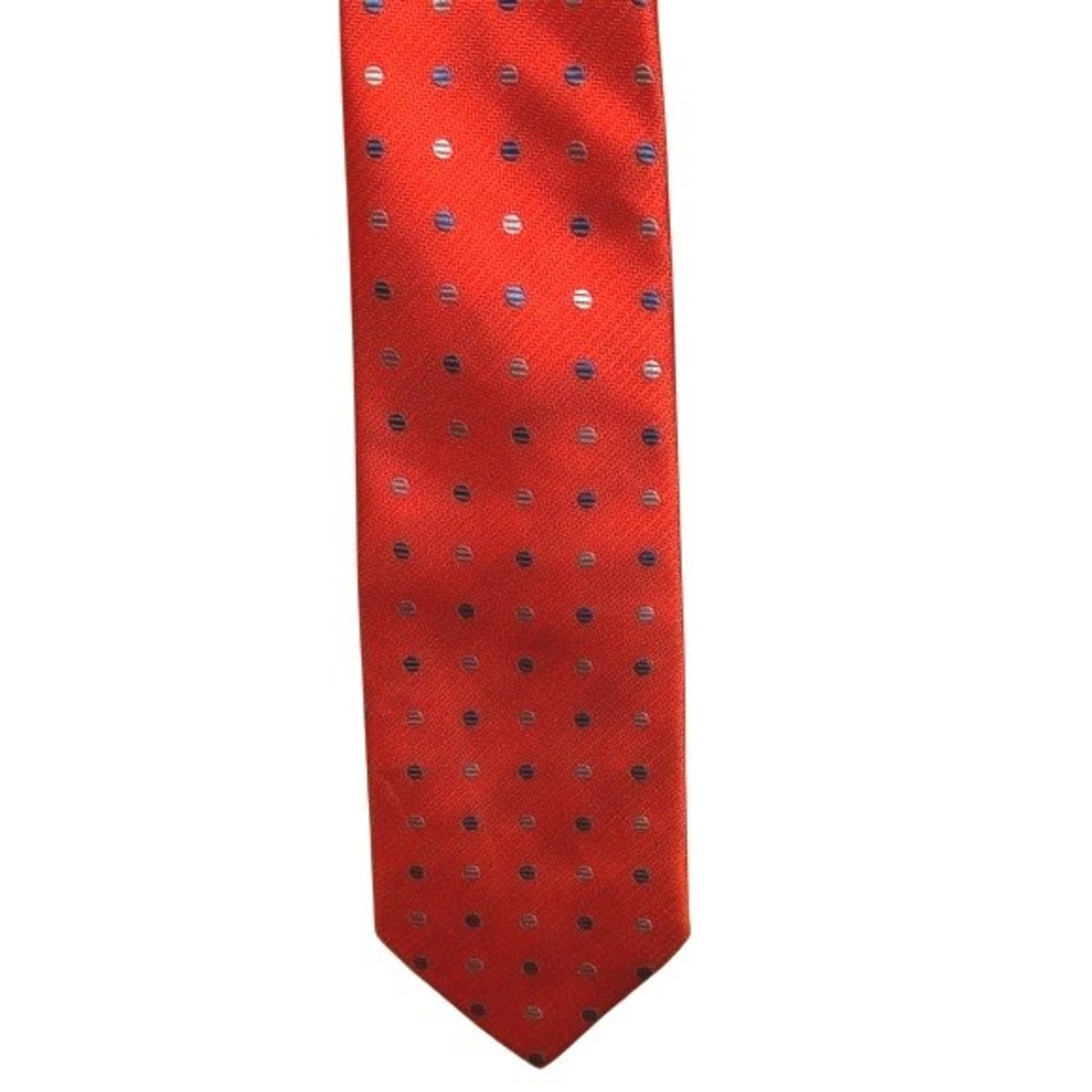 Men's Perizzi Red Blue Polka Dot‎ Neck Tie Stain Resistant 62" Long